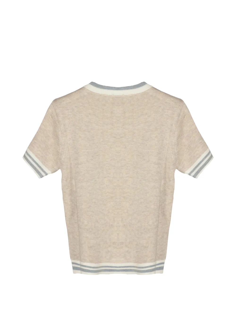 Eleventy Kids T-shirt met gestreepte afwerking en ronde hals Beige