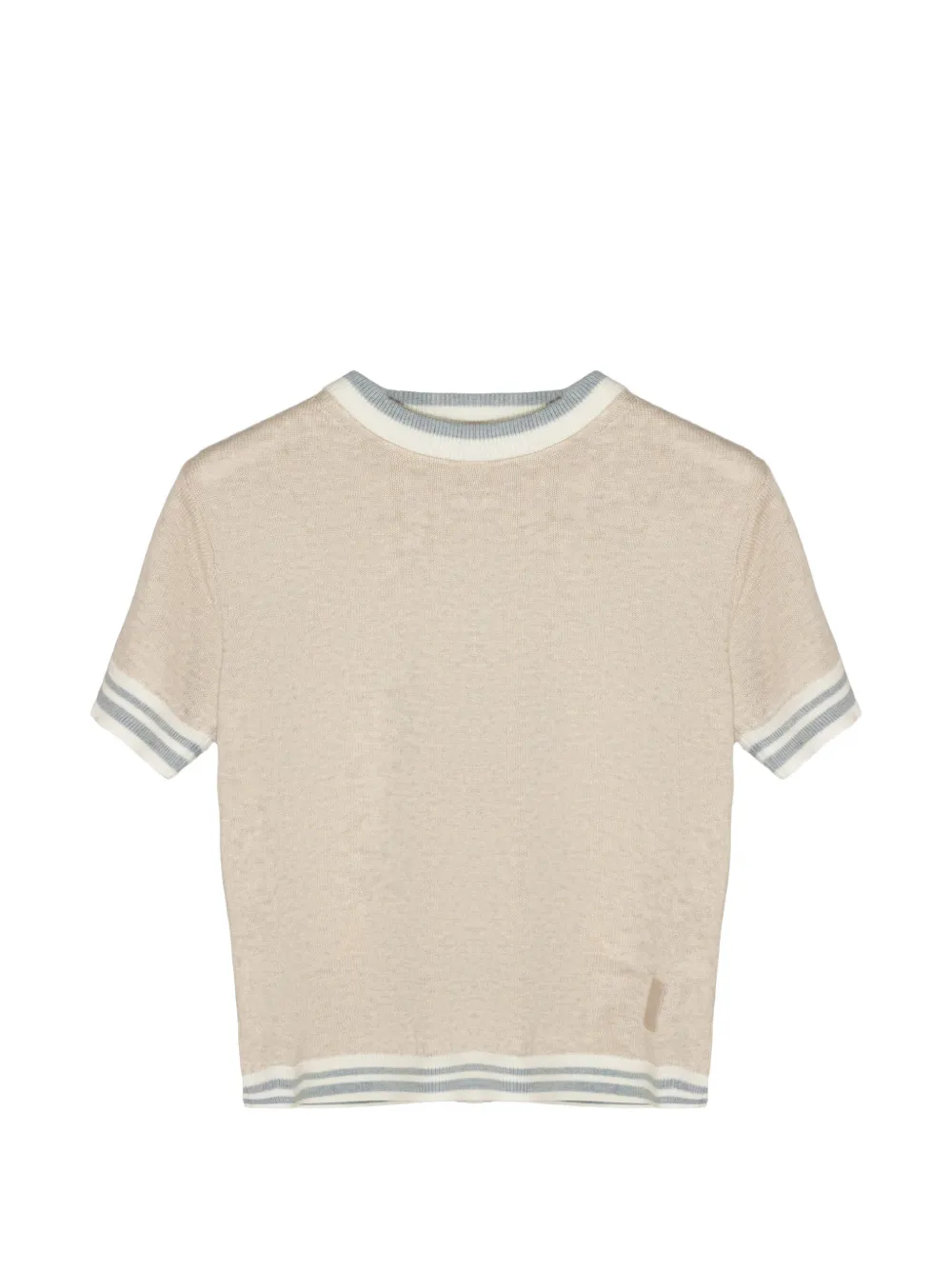 Eleventy Kids stripe-trim crew-neck T-shirt - Toni neutri