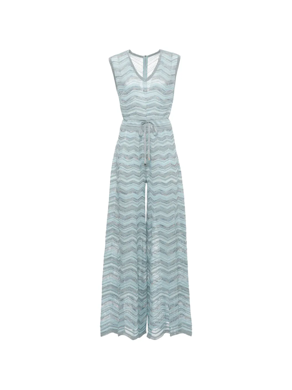 D.Exterior chevron-knit wide-leg jumpsuit - Blu