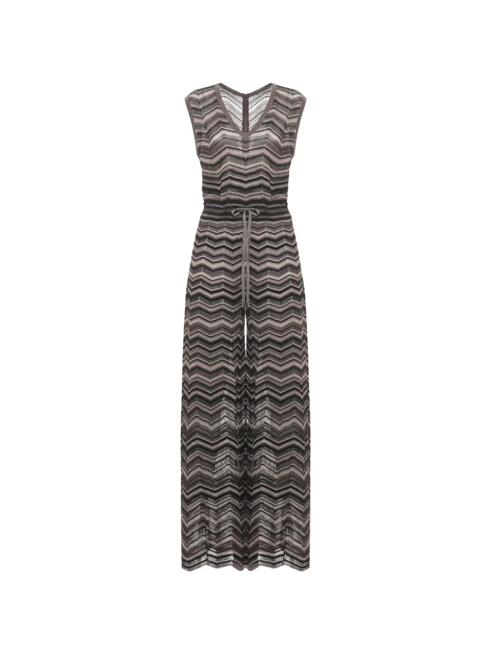 D.Exterior chevron-knit wide-leg jumpsuit - Marrone
