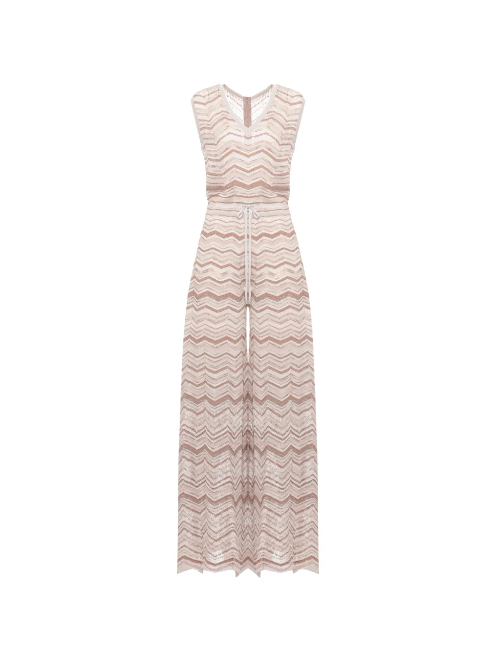 D.Exterior chevron-knit sleeveless jumpsuit - Nude