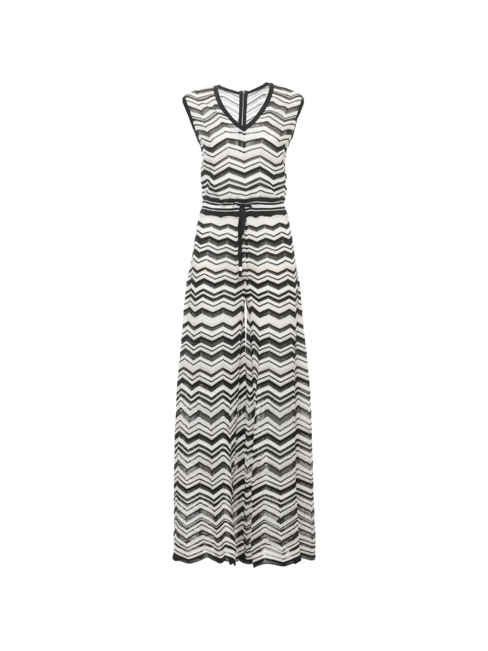 D.Exterior chevron-knit wide-leg jumpsuit - Nero