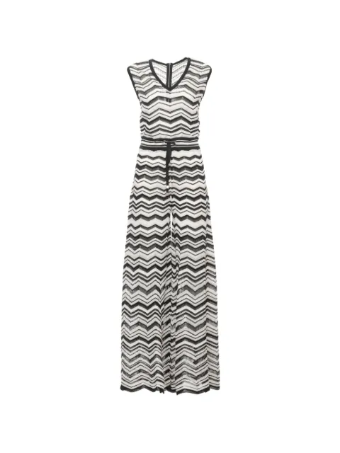 D.Exterior chevron-knit wide-leg jumpsuit