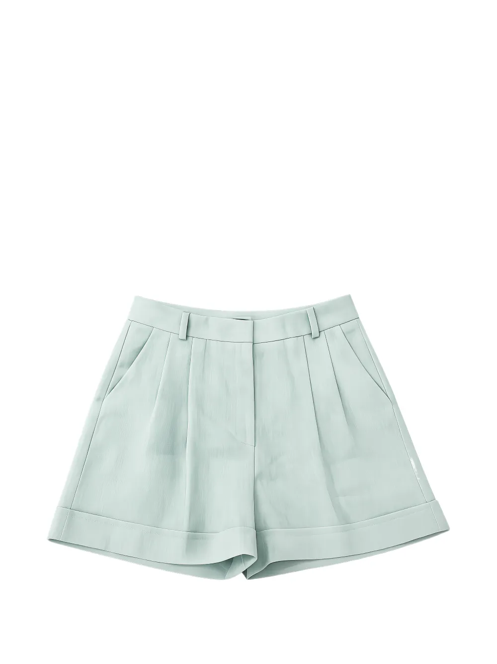 ACTUALEE pleated turn-up shorts - Green