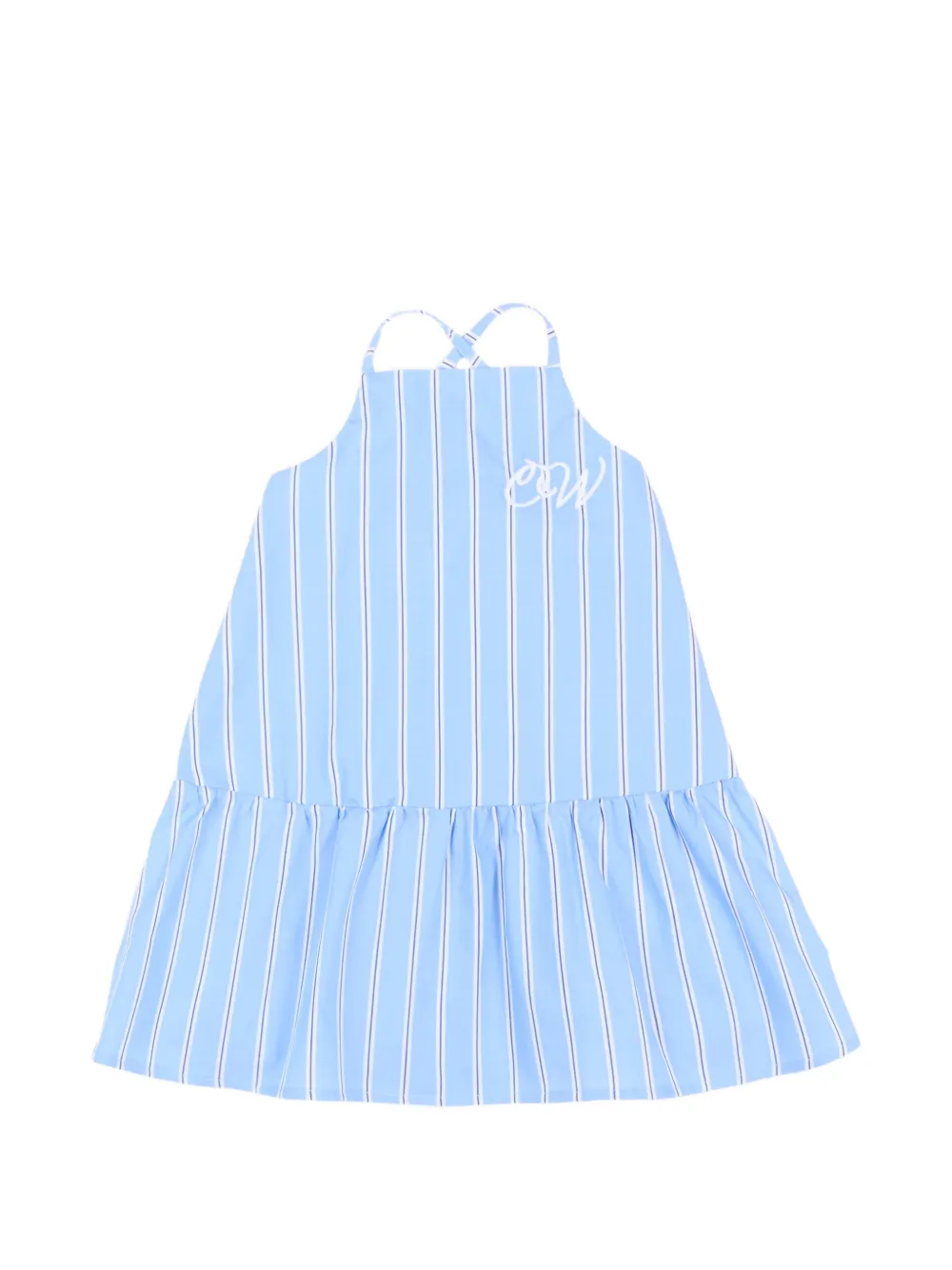 Off-White Kids logo-embroidered striped dress - Blau