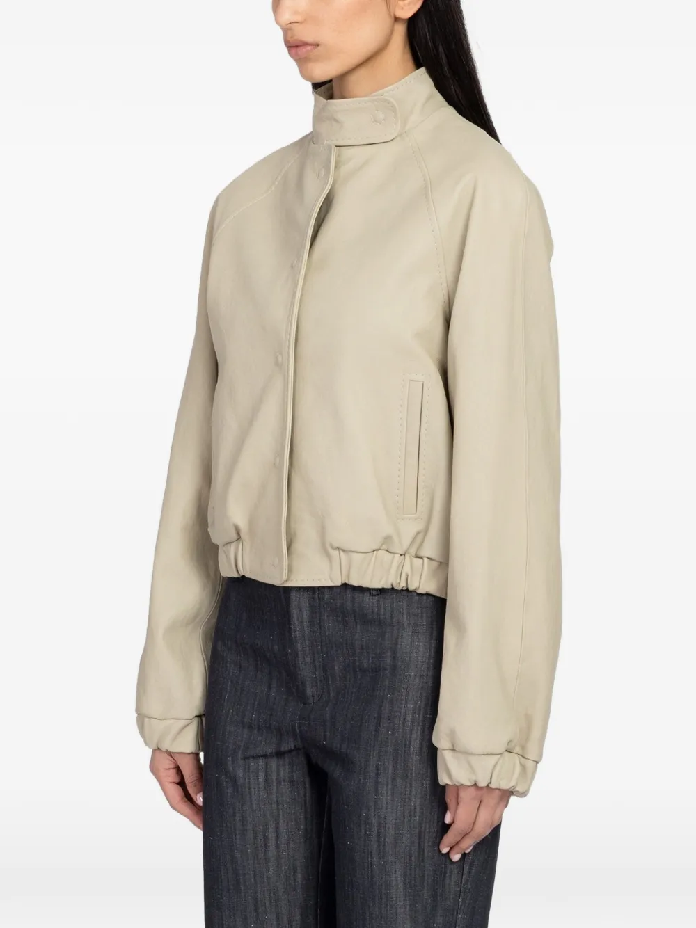 Paloma Wool Raim leren jack met elastische taille Beige