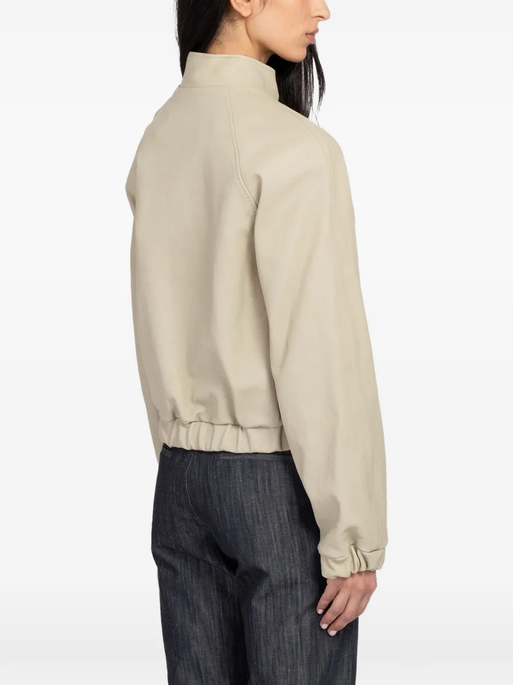 Paloma Wool Raim leren jack met elastische taille Beige