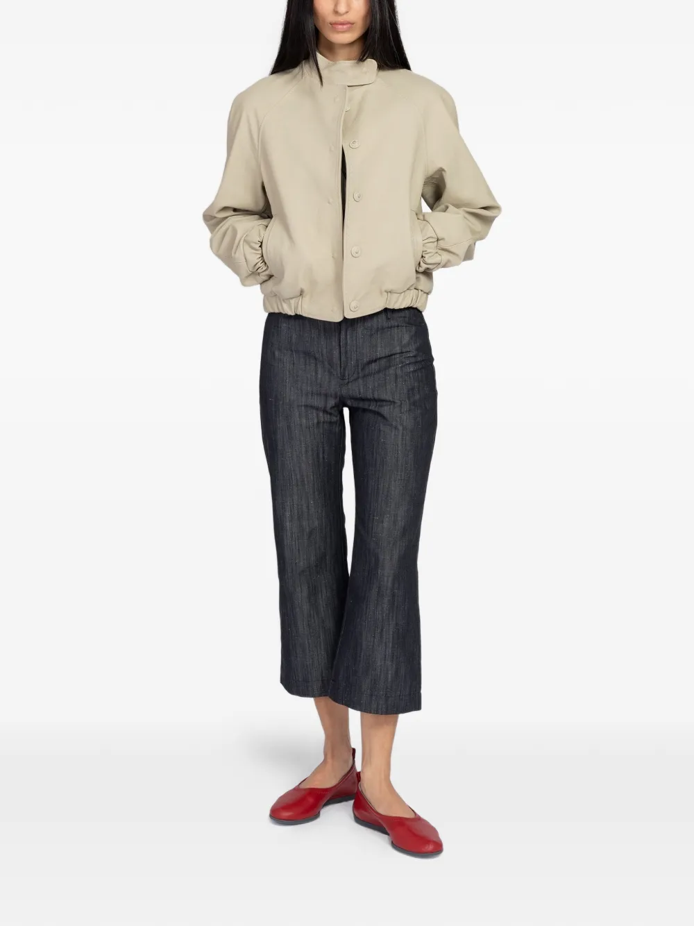 Paloma Wool Raim leren jack met elastische taille Beige