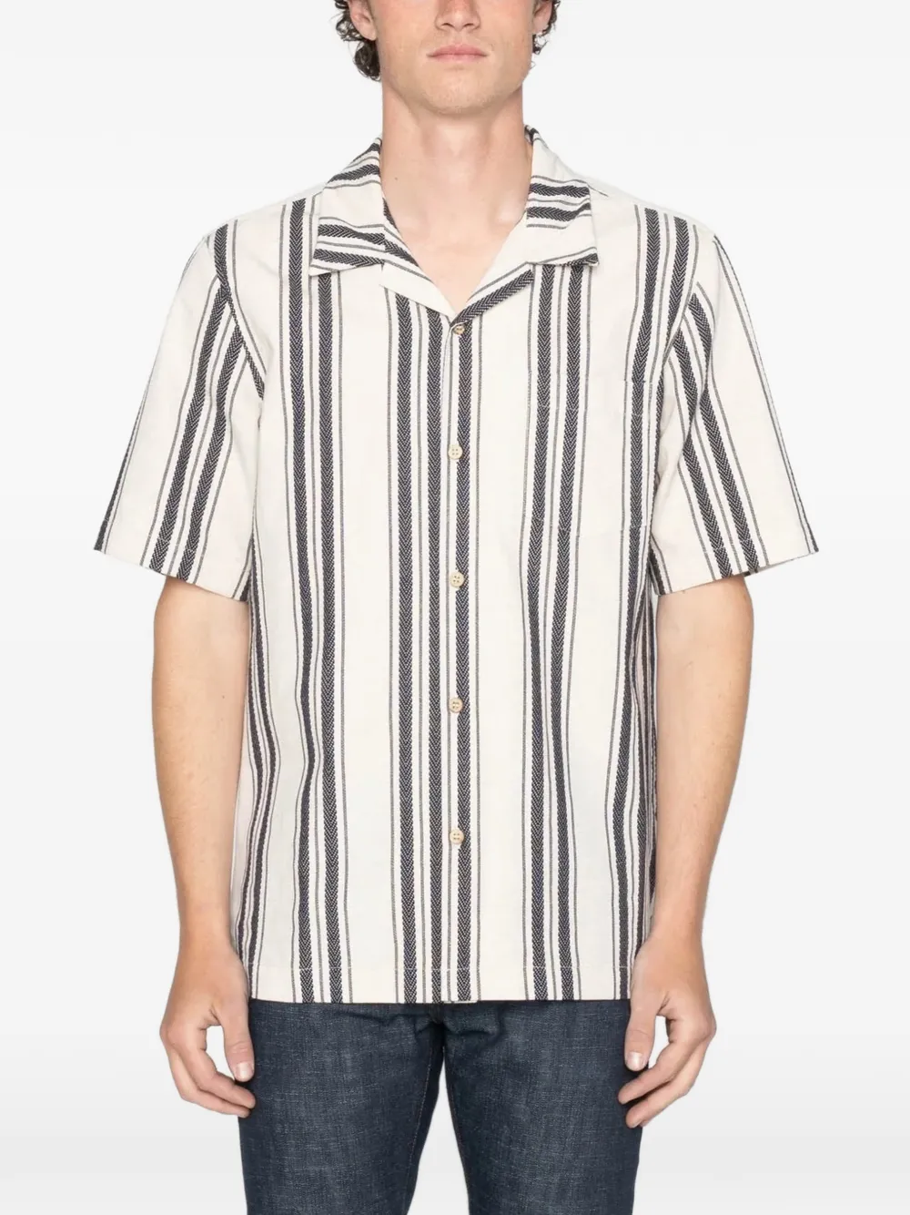 Naked and Famous Aloha button-down katoenen overhemd Beige