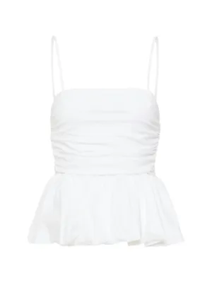 Cecilie Bahnsen Selena Matelassé Cotton Blend Top | White