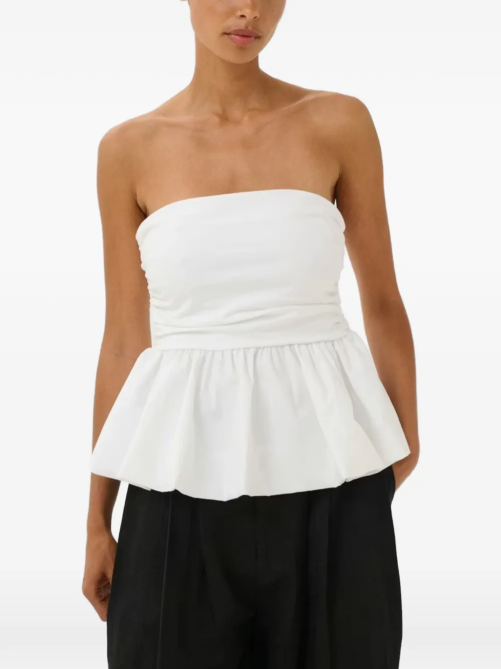 Gestuz GZerin peplum katoenen blouse met ruches Wit