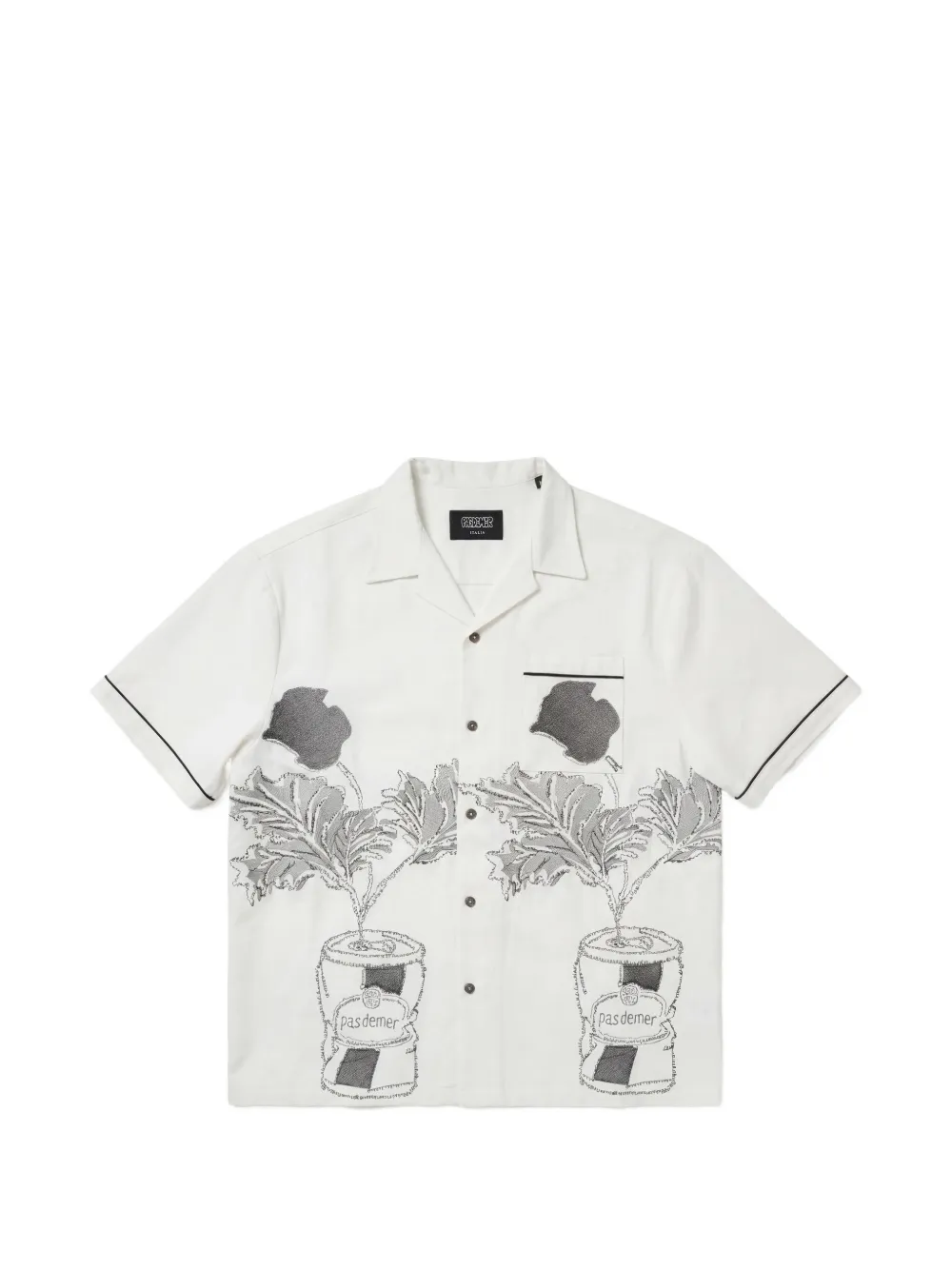 Pas de Mer Lattina graphic-print button-down cotton shirt - Weiß