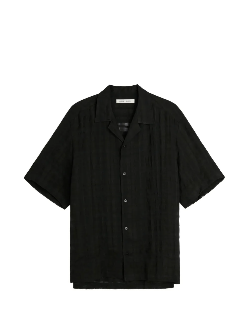 Cmmn Swdn Ted sheer check linen shirt - Nero