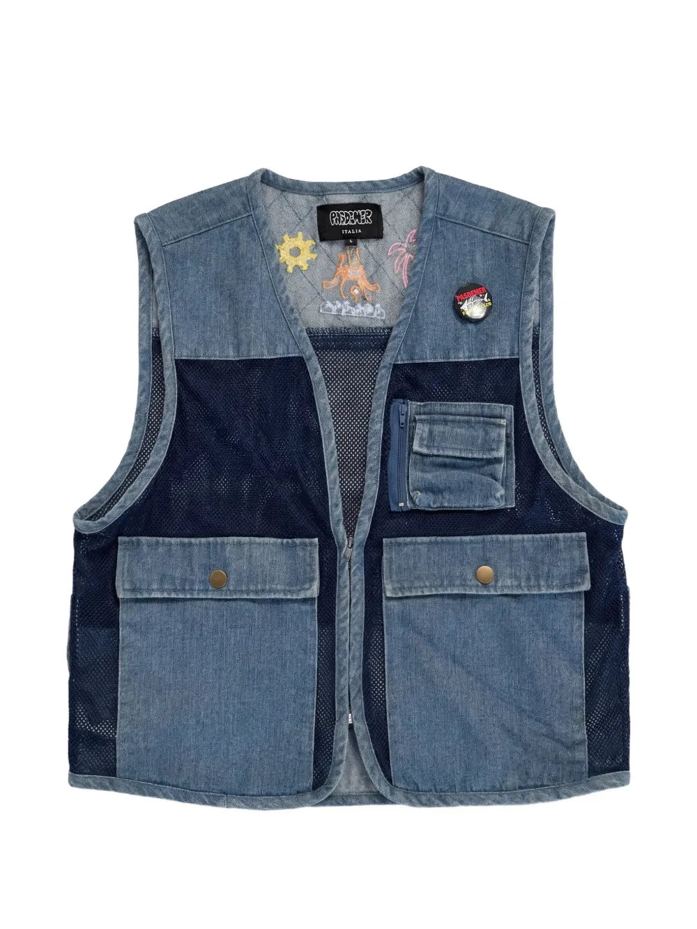 Pas de Mer Postcard mesh-panelled gilet - Blu