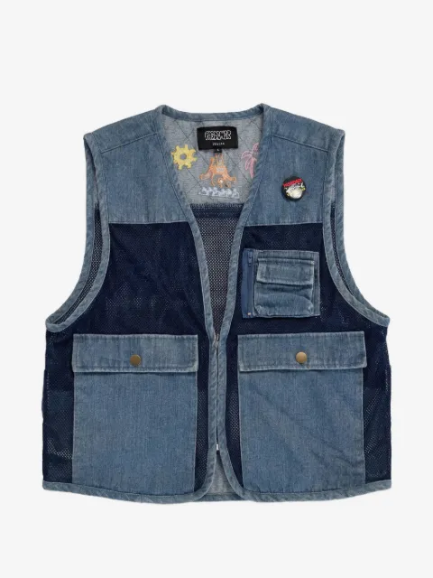 Pas de Mer Postcard mesh-panelled gilet