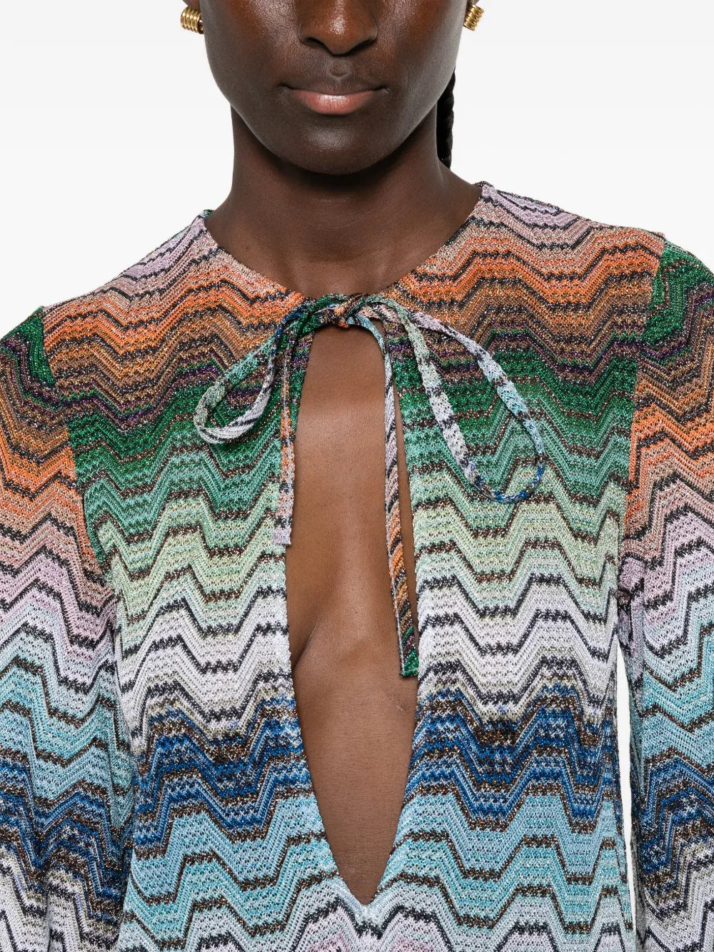Missoni Maxi-jurk met zigzagpatroon en uitgesneden details Groen