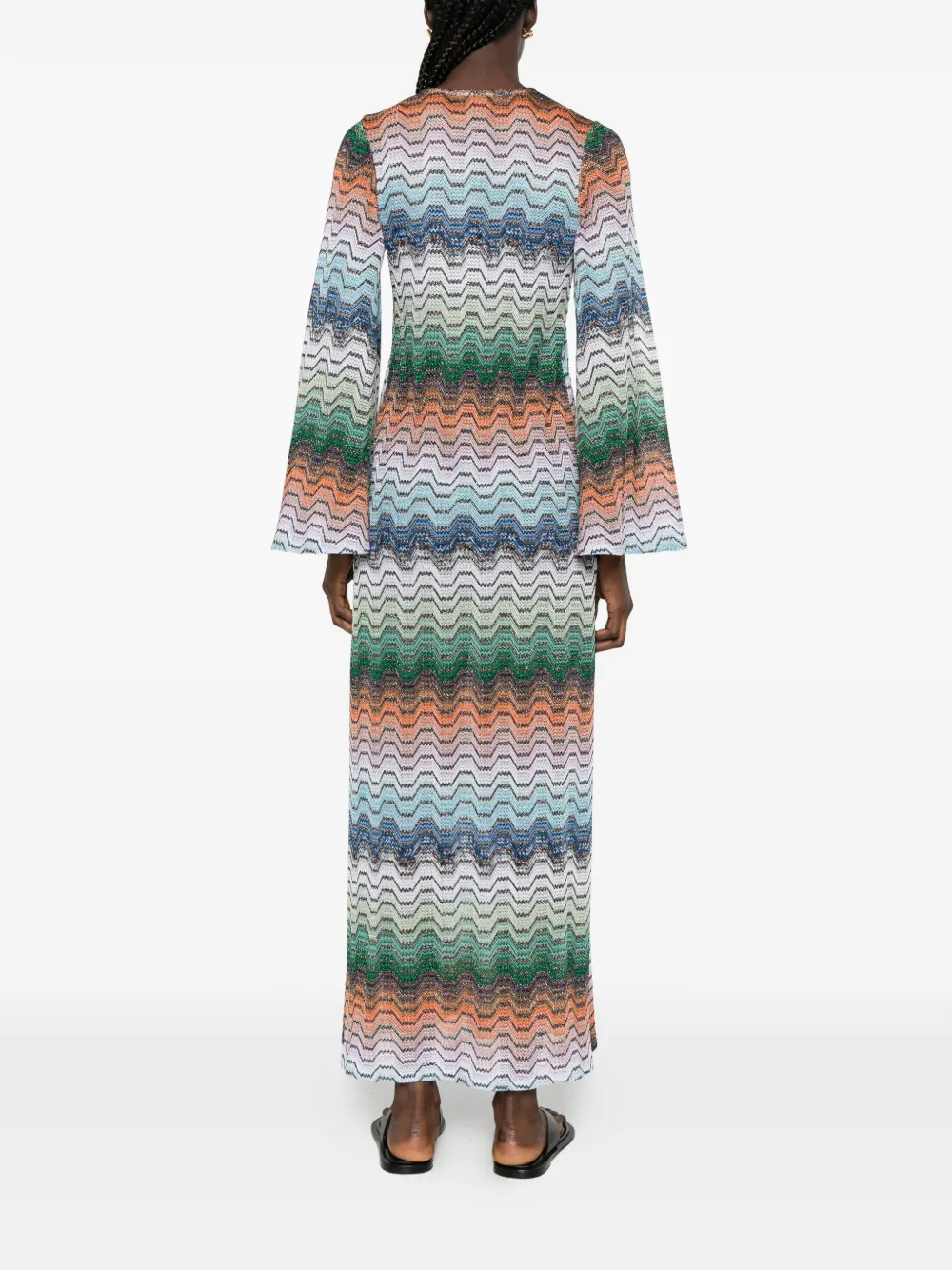 Missoni Maxi-jurk met zigzagpatroon en uitgesneden details Groen