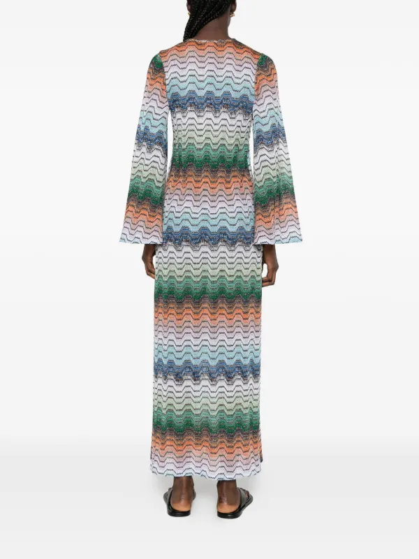 missoni green dress M Patterned Knit Midi M M Missoni Eschewing the labels signature zigzags for stripes Missoni Mare Printed Long Dress