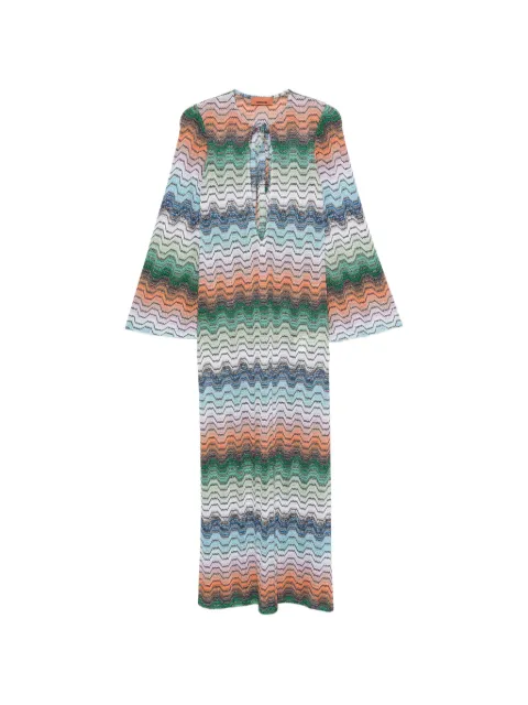 Missoni lang zigzagstrikket kjole med udskæringsdetalje