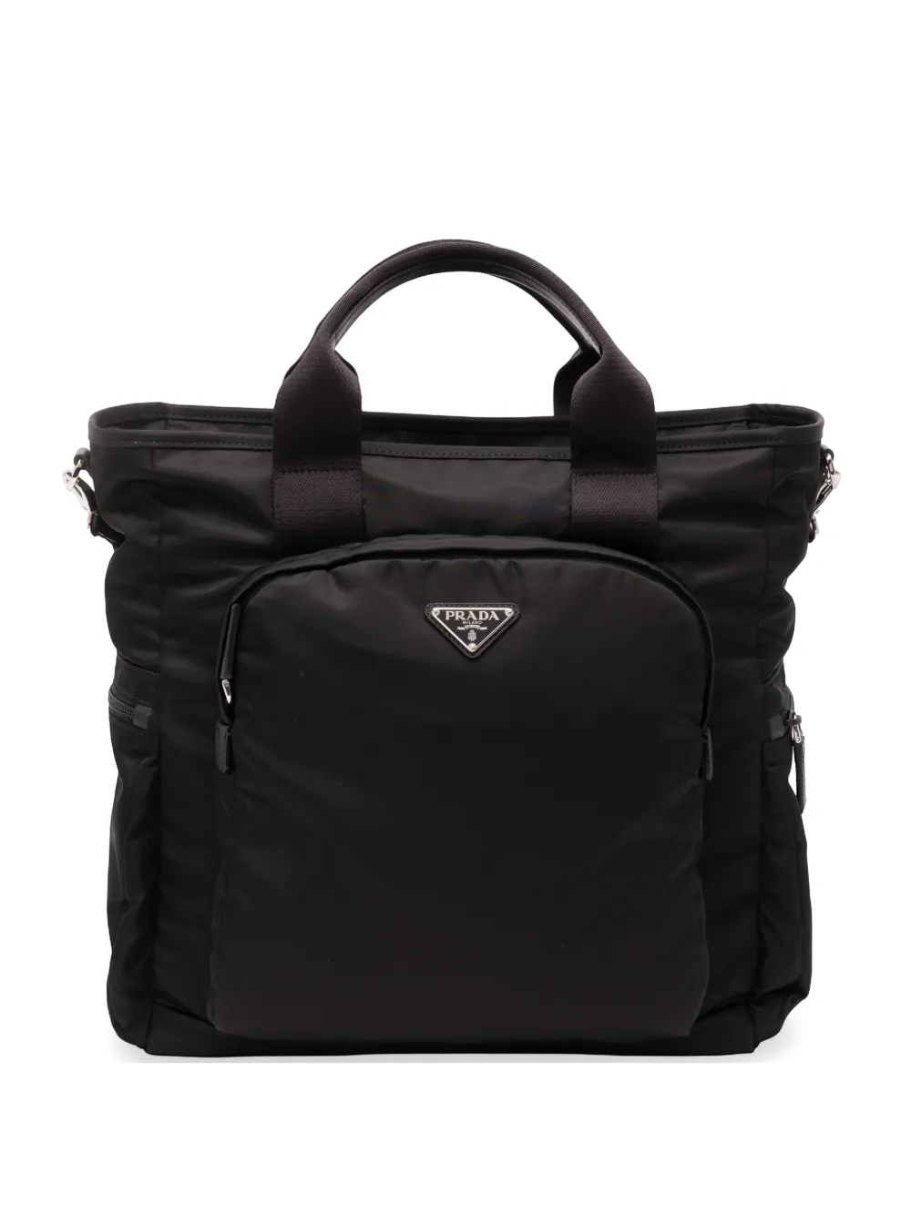 Prada logo-plaque tote bag - Schwarz