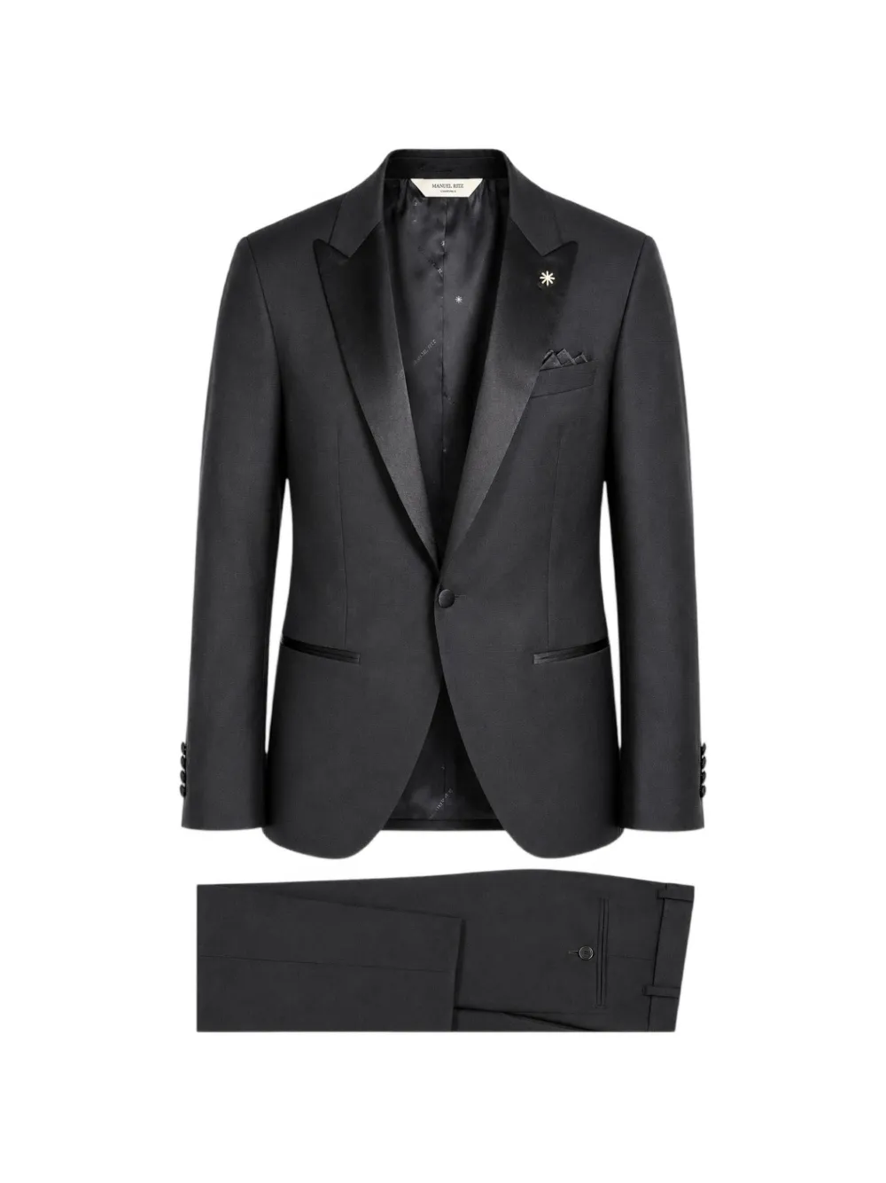 Manuel Ritz satin-lapel single-breasted suit - Nero