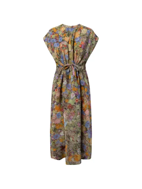Anntian Simple floral-print tie-waist midi dress