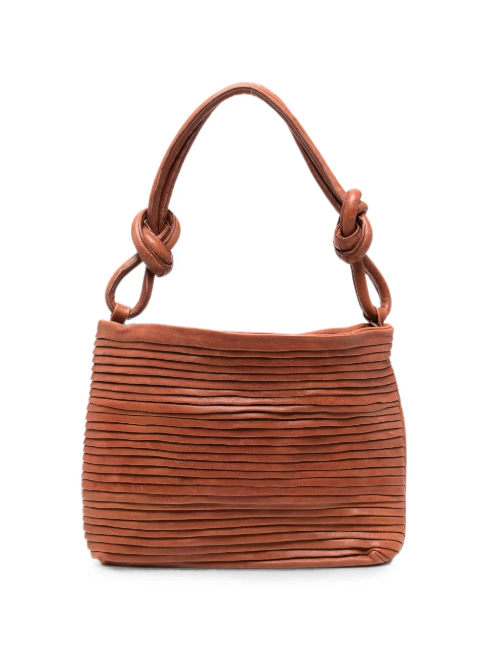 SOMMET Aisha Rows pleated leather shoulder bag - Marrone