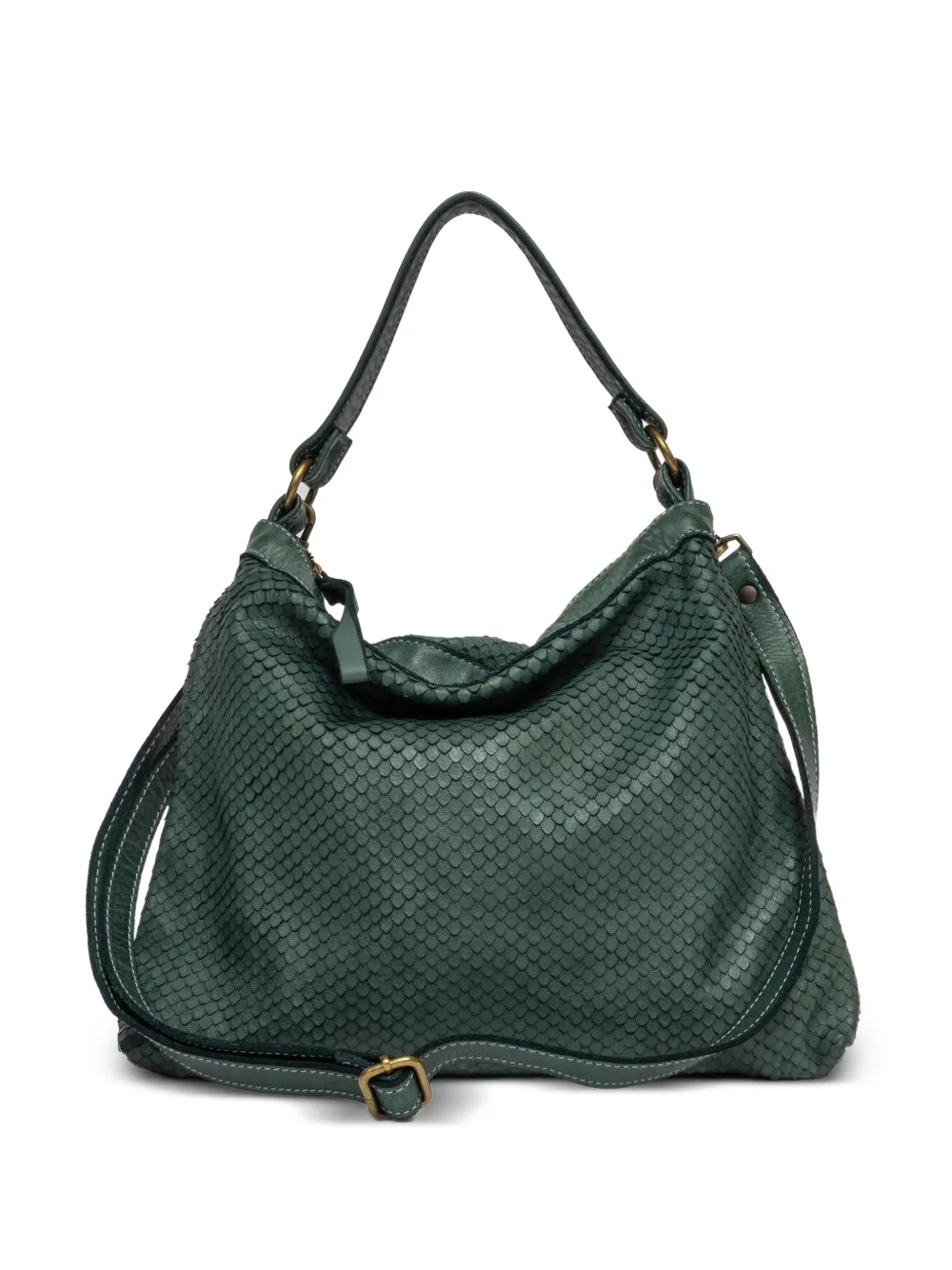 SOMMET Corda scale-texture medium shoulder bag - Verde