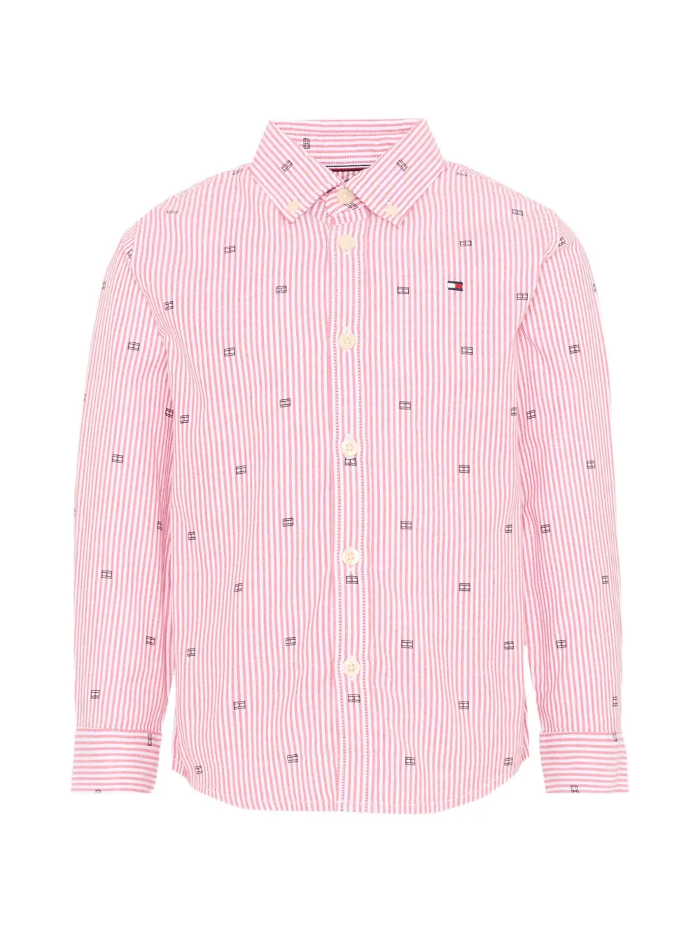 Tommy Hilfiger Junior logo-embroidered striped shirt - Rot