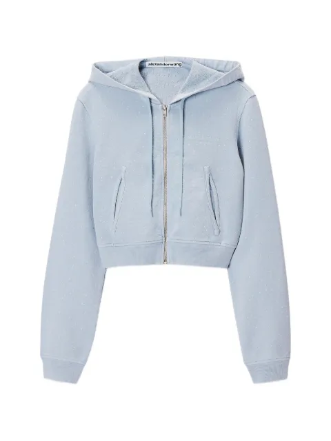 Alexander Wang crystal-embellished cropped zip-up hoodie