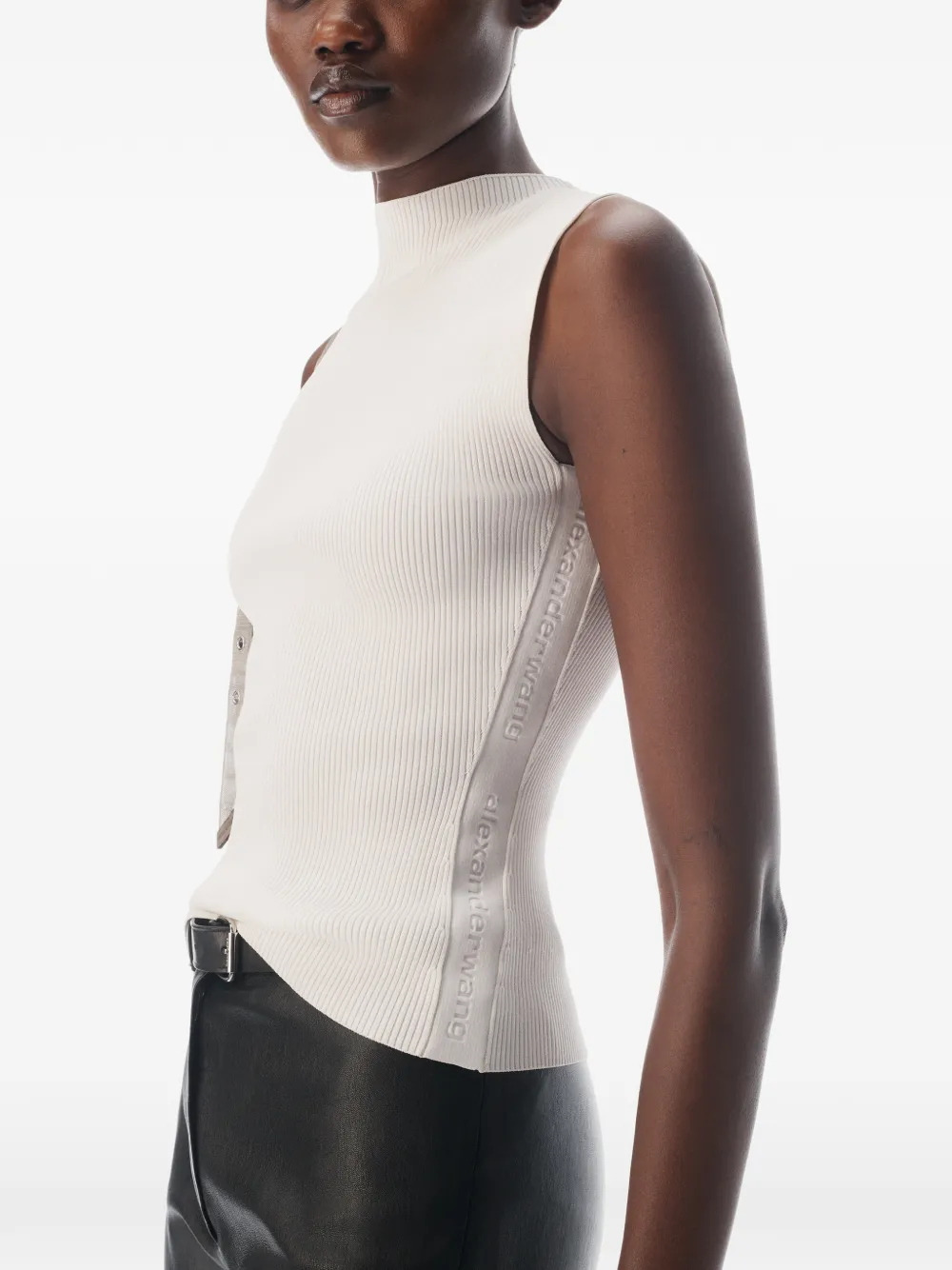 Alexander Wang Geribbelde tanktop met logoband Wit