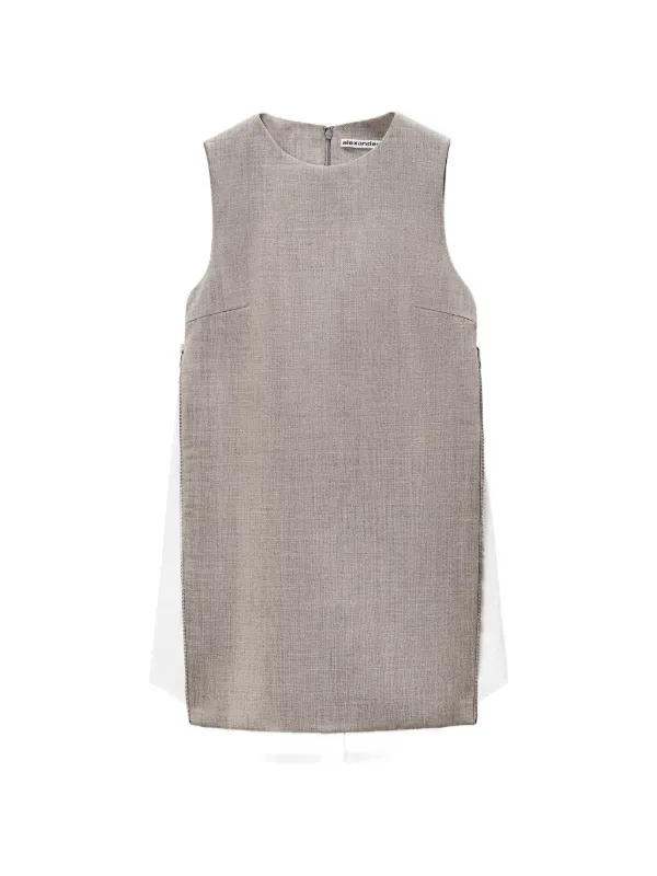 alexander wang grey dress Alexander Wang Women's Shift Dress With Zip Side Panels And Shirt Underlay Light Heather Grey/white