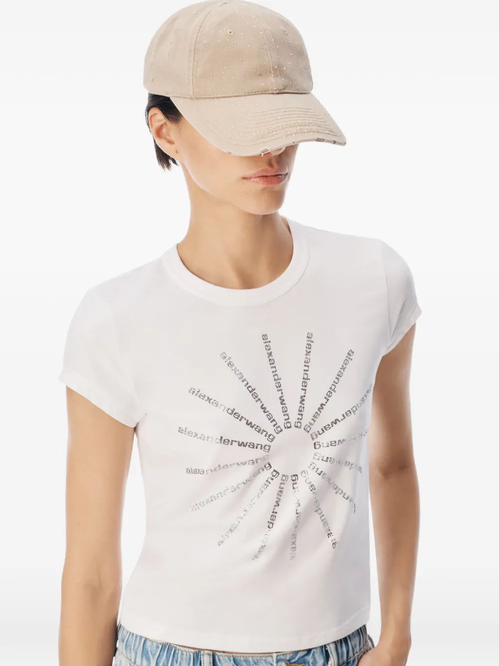 Alexander Wang Pinwheel T-shirt verfraaid met kristallen Wit