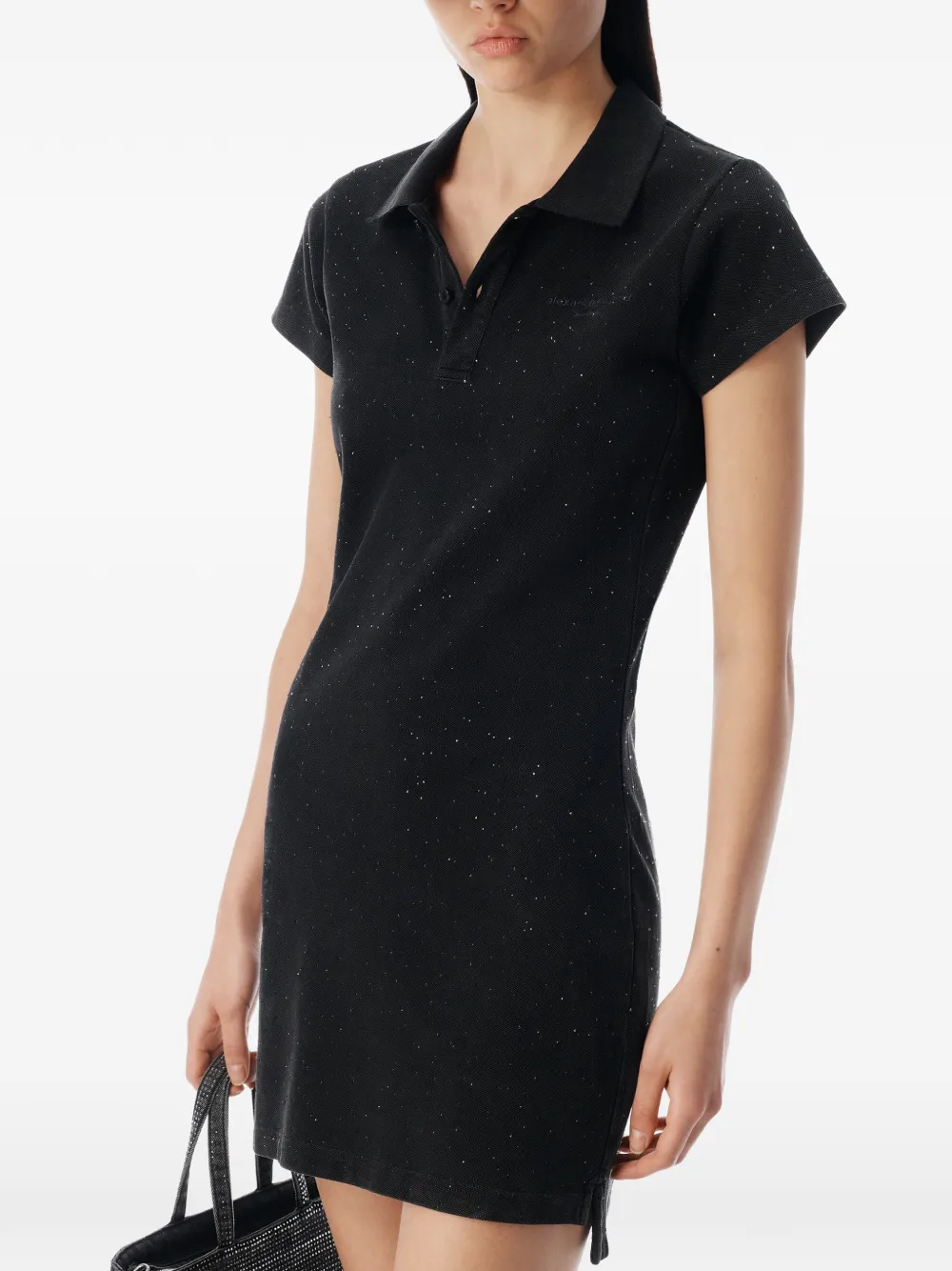 Alexander Wang Crystal Polo Mini Dress in Black, view 2