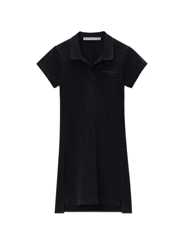 Alexander Wang Crystal Polo Mini Dress in Black