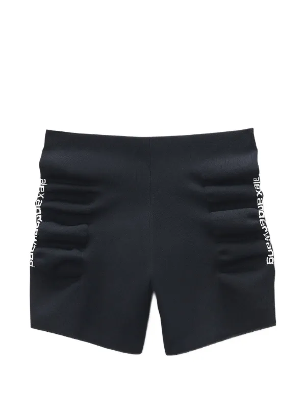 【正規品】alexanderwang ロゴプリント ショートパンツ 23サイズ Alexander Wang ロゴプリントシャーリング ショートパンツ | ブラック