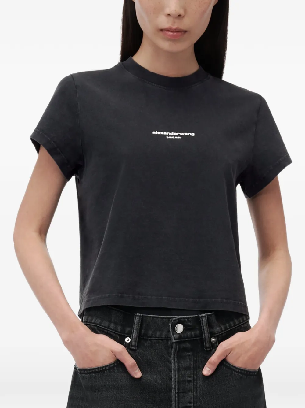 Alexander Wang T-shirt met korte mouwen en logo-print Zwart