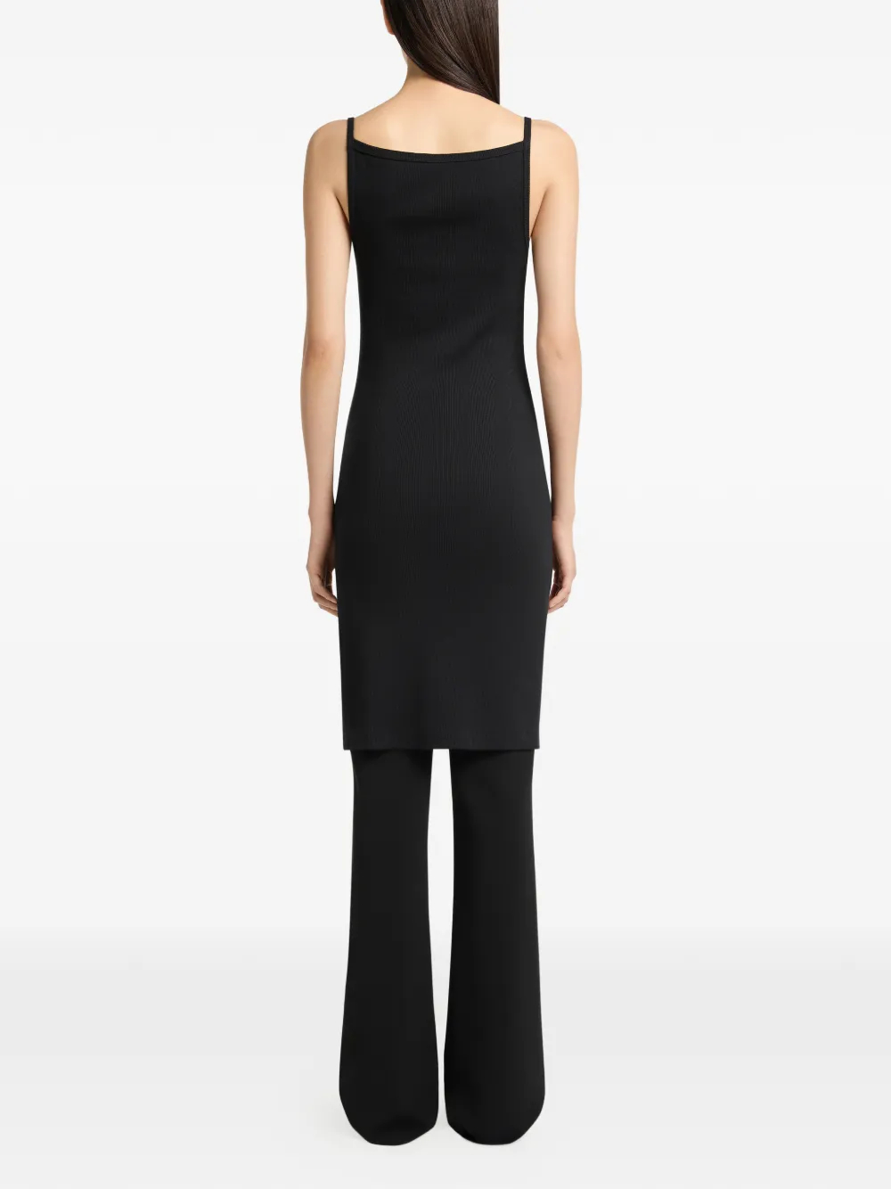 Courrèges 90's midi-jurk met geribbeld bandje Zwart