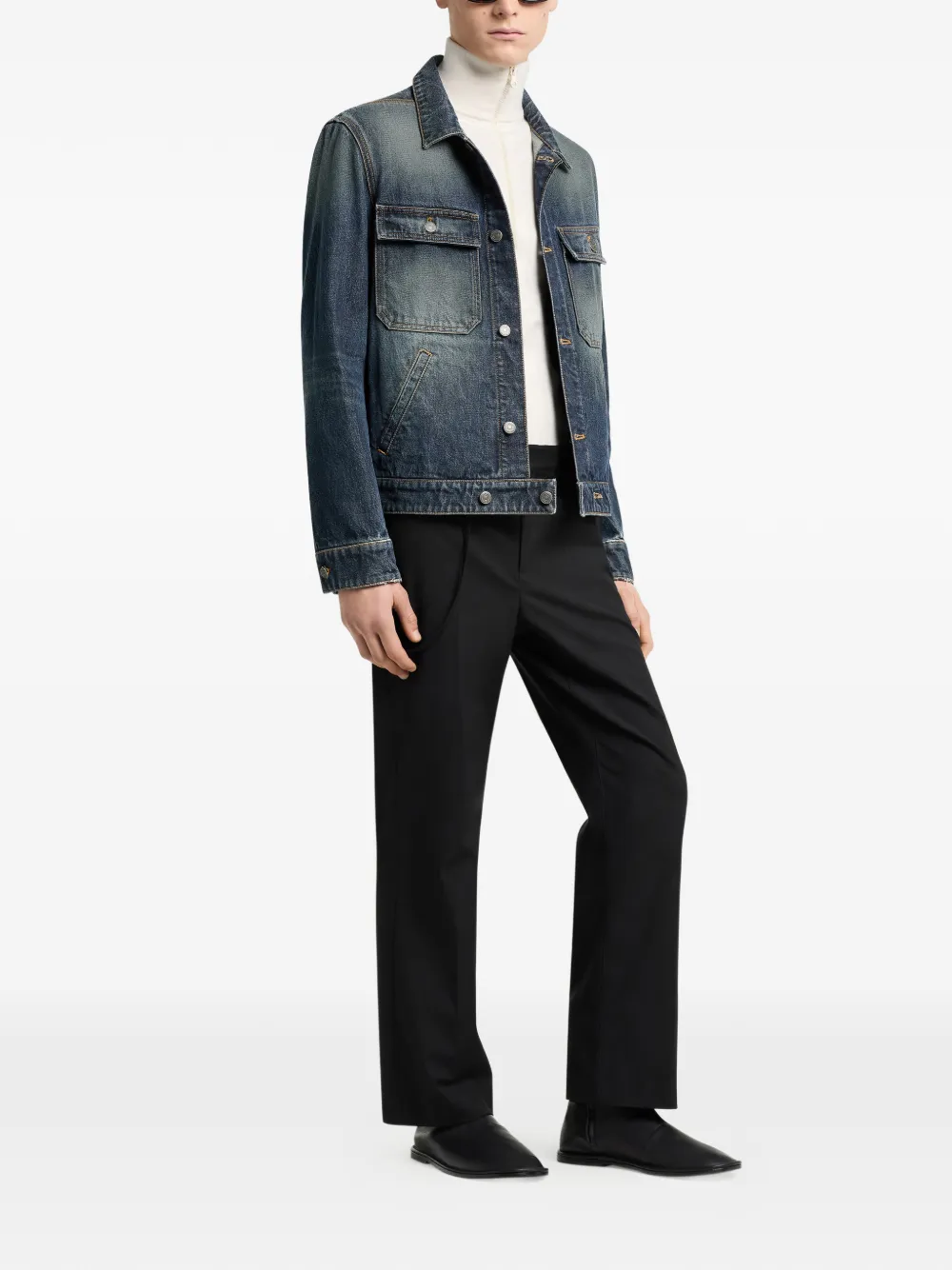 Courrèges Denim jack met geborduurd logo en vervaagd effect Blauw