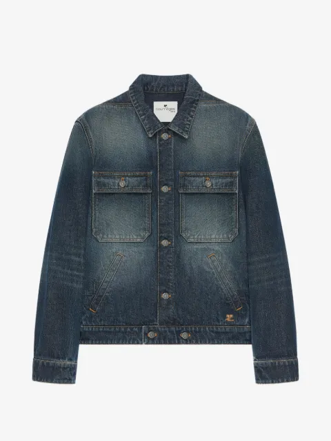 Courrèges logo-embroidered faded-effect denim jacket