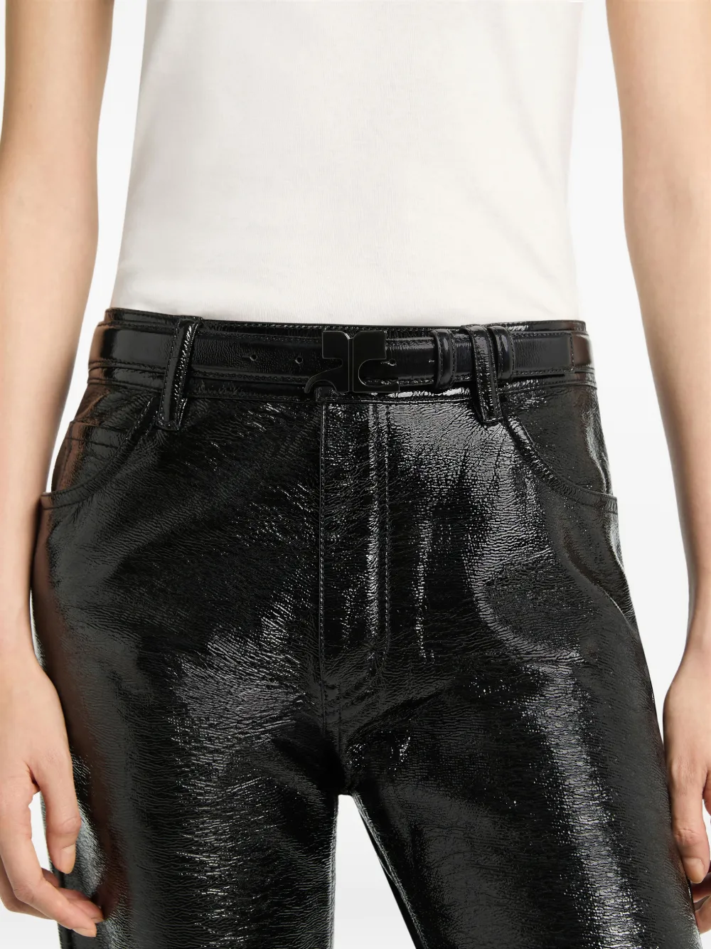 Courrèges Leren riem Zwart