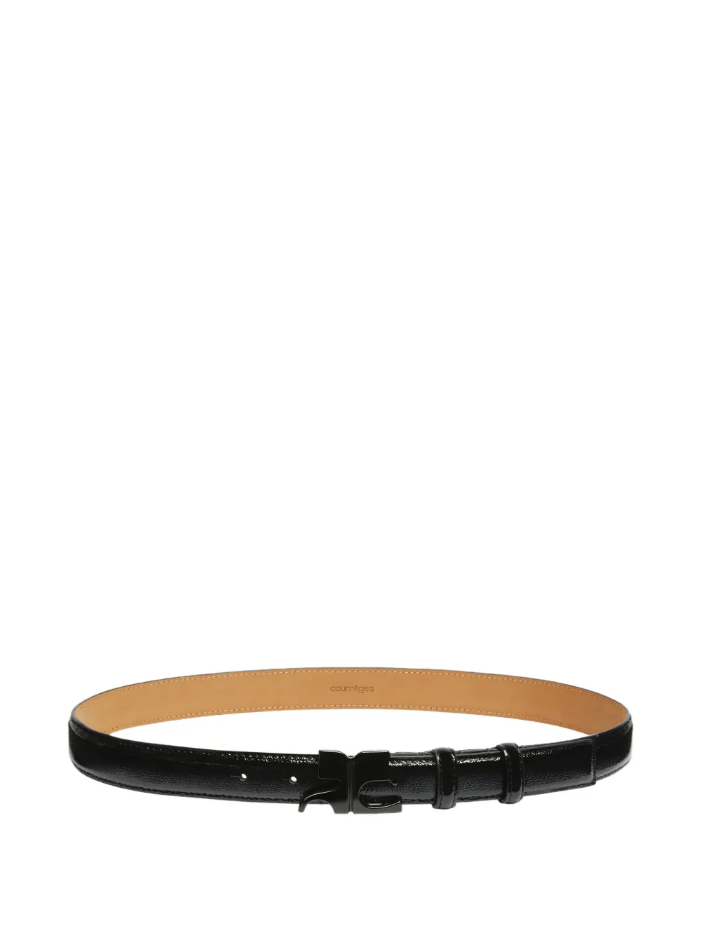 Courrèges AC logo-plaque leather belt - Nero
