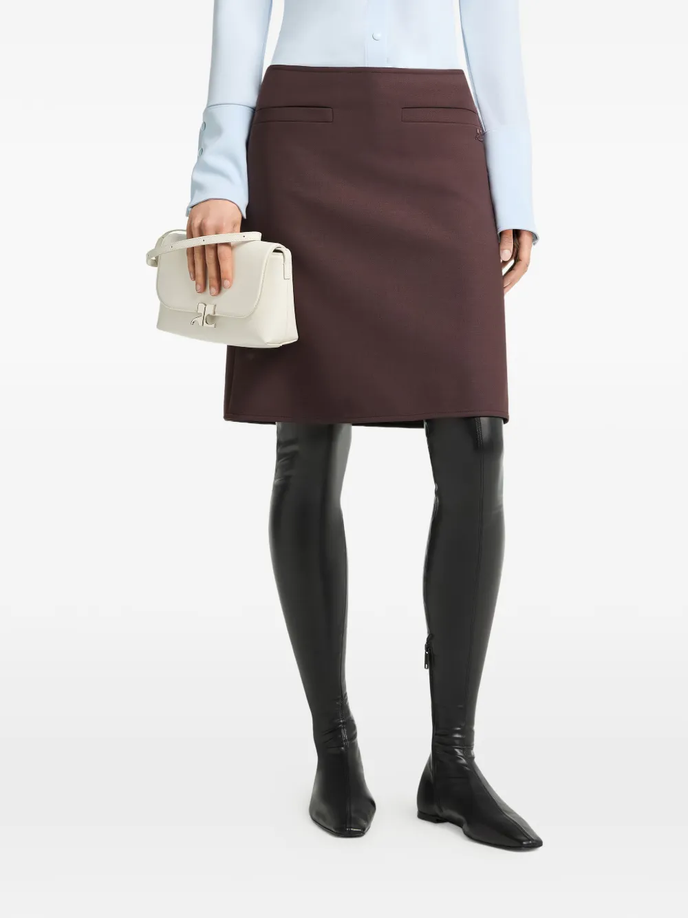 Courrèges Midi-rok met geborduurd logo Bruin