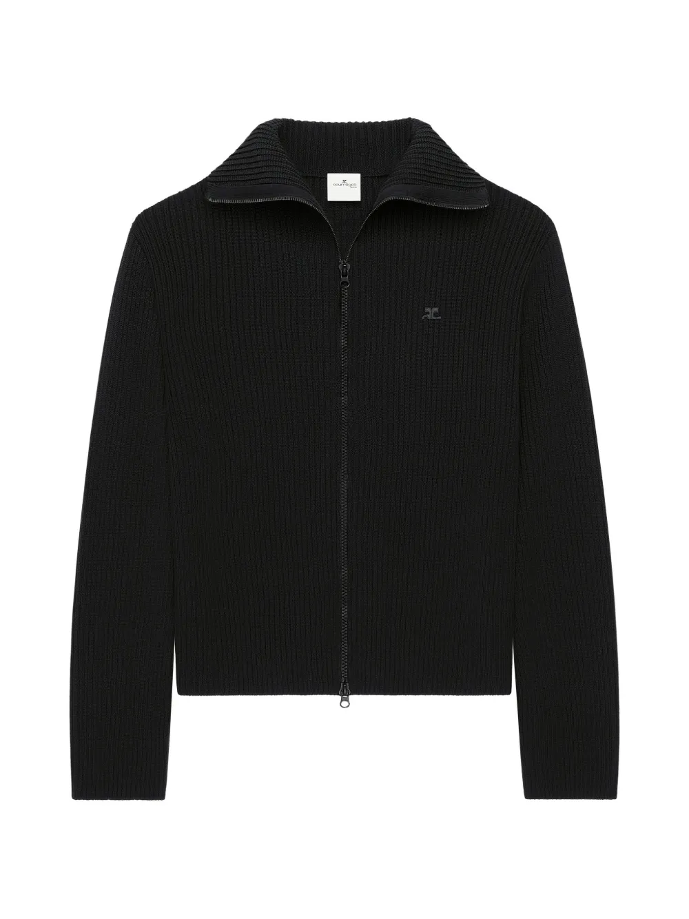 Courrèges ribbed-knit zipped cardigan - Nero