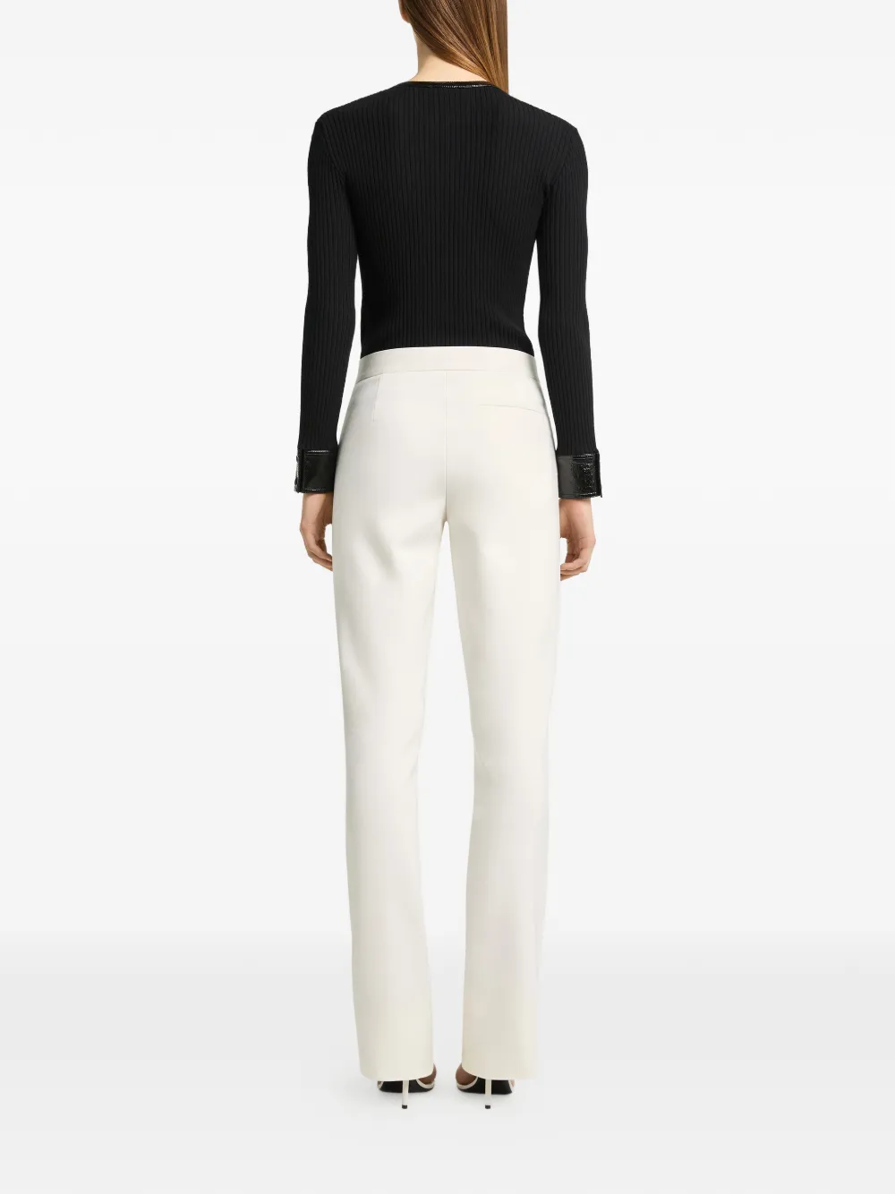 Courrèges Ribgebreid vest met vinyl afwerking Zwart