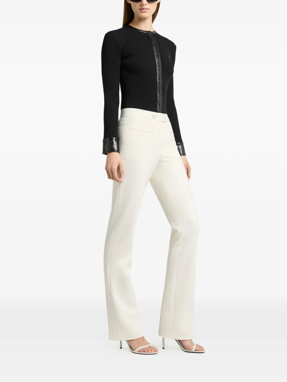 Courrèges Ribgebreid vest met vinyl afwerking Zwart