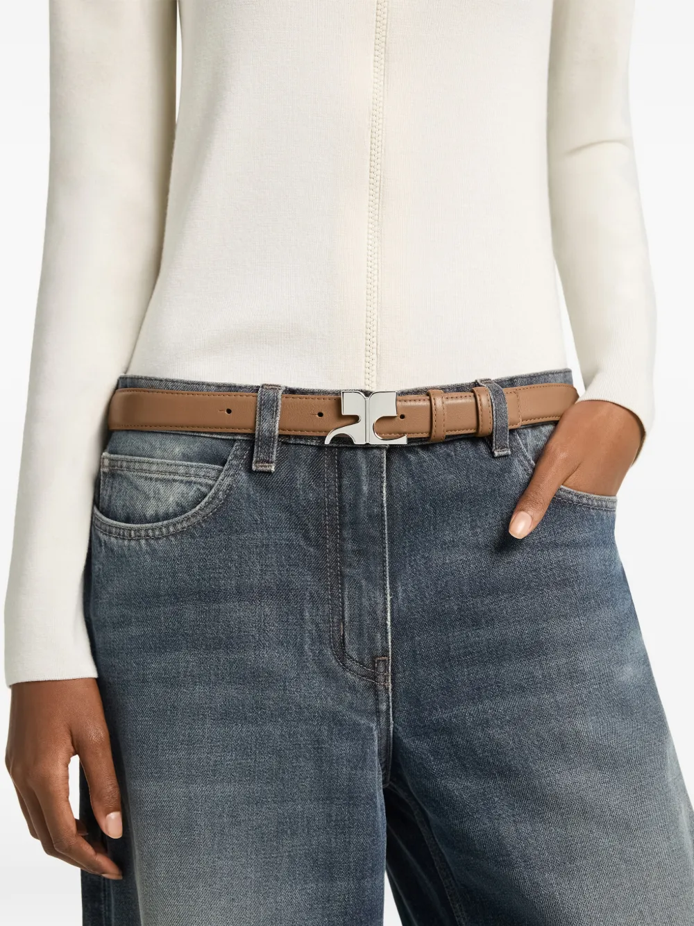 Courrèges AC riem met logo-plakkaat Beige