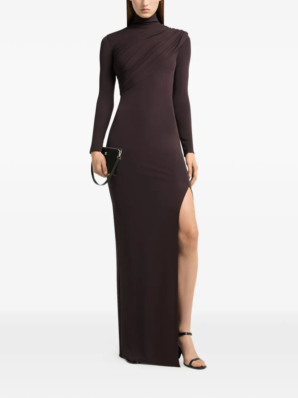 Courrèges Jersey maxi-jurk met gedraaid detail Bruin