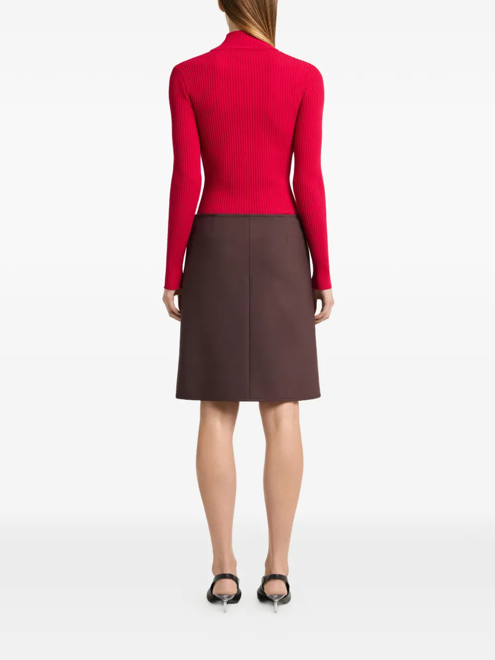 Courrèges Ribgebreide trui met sjerp detail Rood