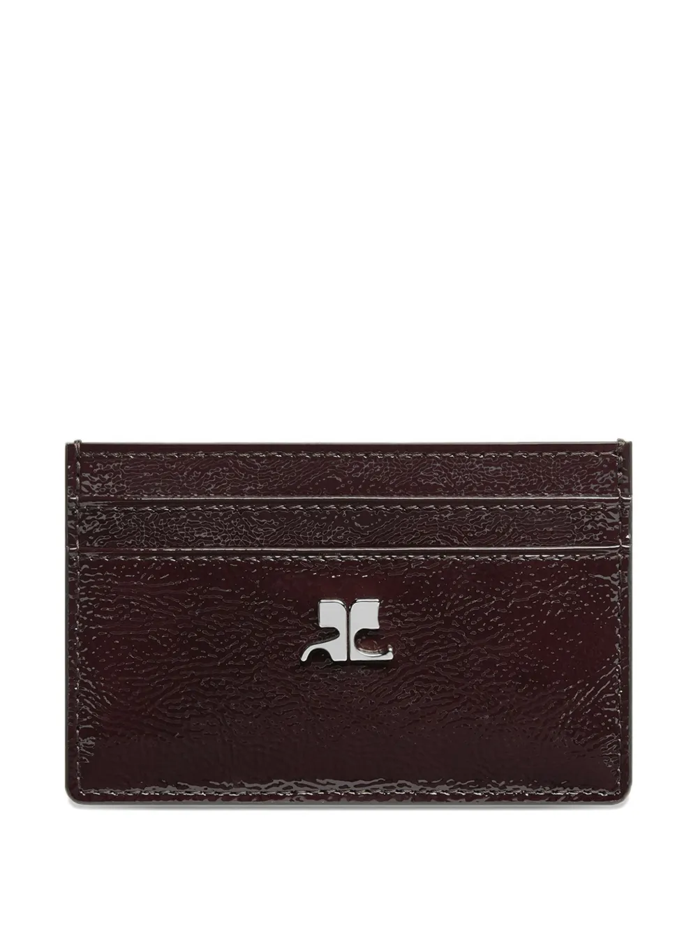 Courrèges AC naplack leather cardholder - Marrone